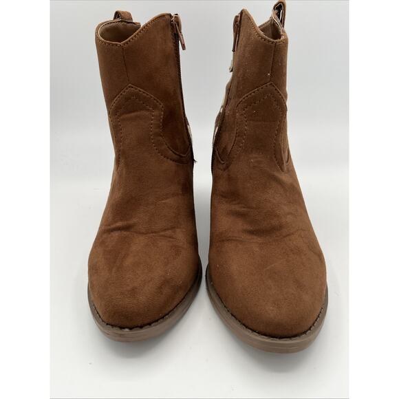 Sugar Ladies Faux Cow Hair on Faux Leather Ankle Booties - size 7.5 Brown Boots - Picture 2 of 10